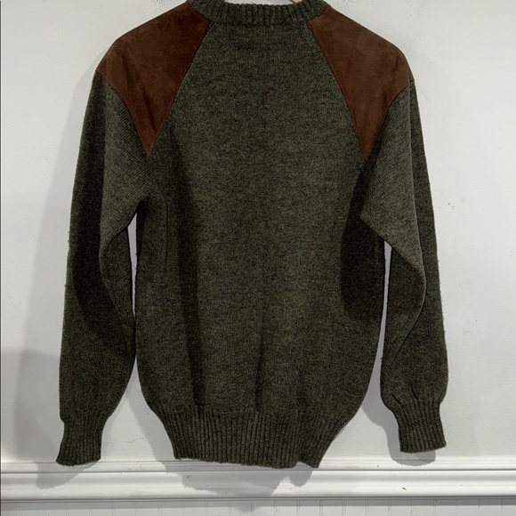 Robe di Kappa Men's Green Sweater with Brown Accents 100% Shetland wool sheep - Picture 3 of 3